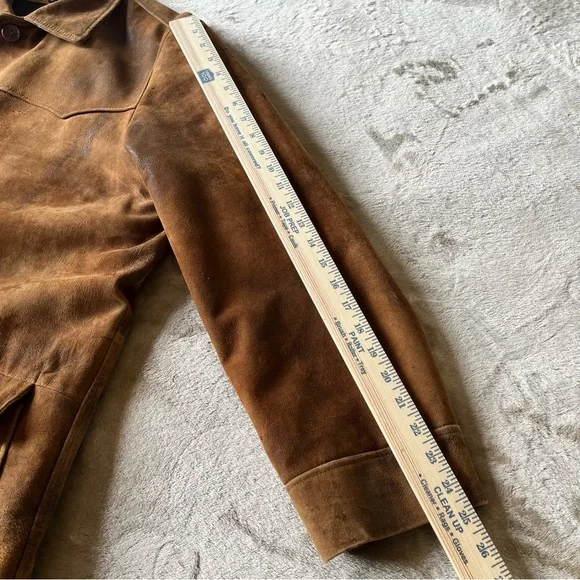 Vintage Yukalix Men's Brown Suede Field Jacket Coat Button Up Men's L Rugged - Picture 13 of 16